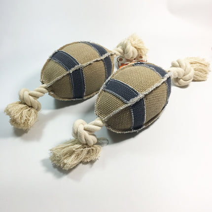 Linen Cotton Rope Dog Toy - Bite Resistant Rugby Training Ball