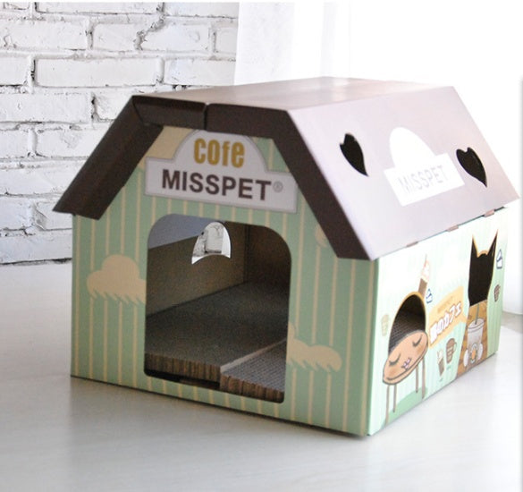 Izakaya Coffee House Cat Scratch Board & Corrugated Paper Cat House | Petpexi