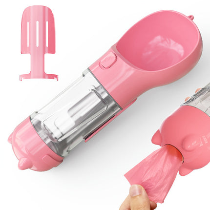 3-in-1 Portable Dog Water Bottle with Feeder Bowl & Waste Bag Holder – 300ml/500ml | Petpexi