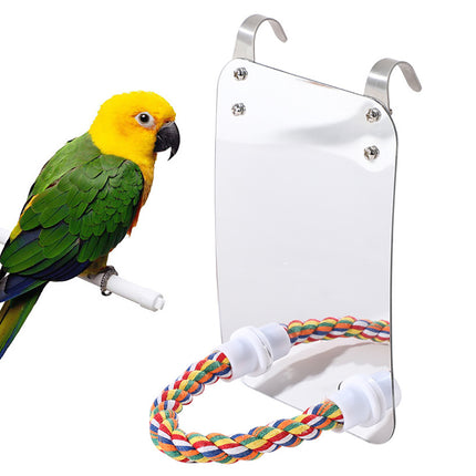 Parrot Toy Acrylic Bird with Mirror – Fun and Safe Bird Accessory