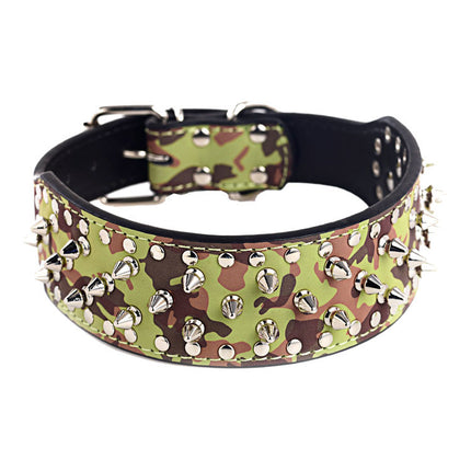 Large Dog Punk Rivet Collar – Durable PU Leather Pet Collar | Petpexi