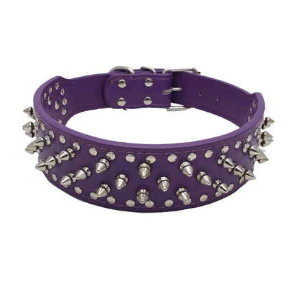 Large Dog Punk Rivet Collar – Durable PU Leather Pet Collar | Petpexi