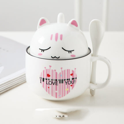 Cartoon Ceramic Mug with Lid & Spoon – Cute Animal Designs | PetPexi