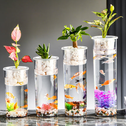 Column Fish Tank for Living Room – Micro Landscape Desktop Aquarium | PetPexi