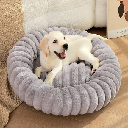 Long Plush Round Dog & Cat Bed – Winter Warm Pet Nest by Petpexi