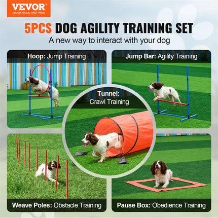 VEVOR 5-Piece Dog Agility Training Set with Hurdles & Tunnel – Premium Quality for Active Dogs | Free U.S. Shipping – Petpexi