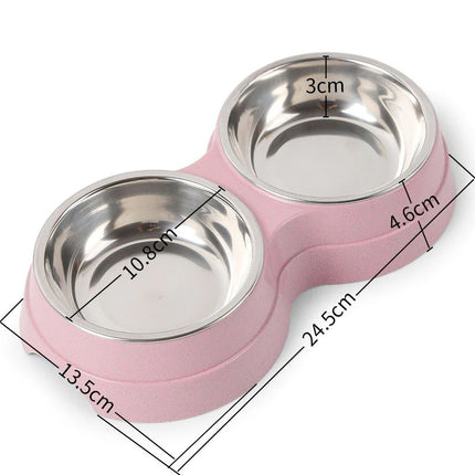 Double Pet Bowls – Stainless Steel Food & Water Feeder for Dogs & Cats | Petpexi