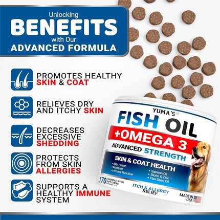 2-Pack Omega 3 Fish Oil for Dogs | Skin & Coat Supplement, Allergy Support, Anti-Shedding, Dry & Itchy Skin Relief | Salmon Oil | Shiny Coat | 340 Chews