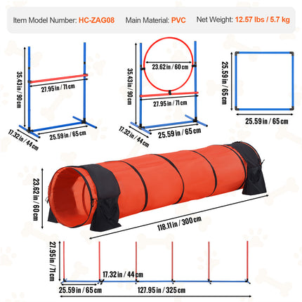 VEVOR Dog Agility Training Set – 5 PCS Professional Kit with Tunnel & Hurdles