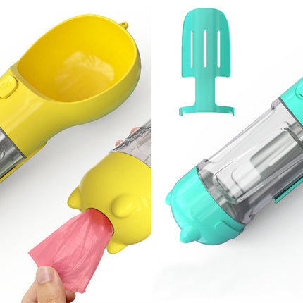 3-in-1 Portable Dog Water Bottle with Feeder Bowl & Waste Bag Holder – 300ml/500ml | Petpexi
