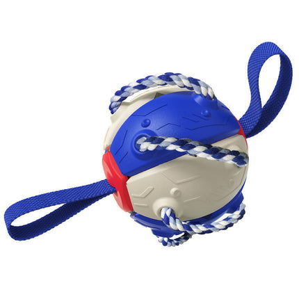 Interactive Dog Football Soccer Ball - Transforming Fetch & Tug Toy