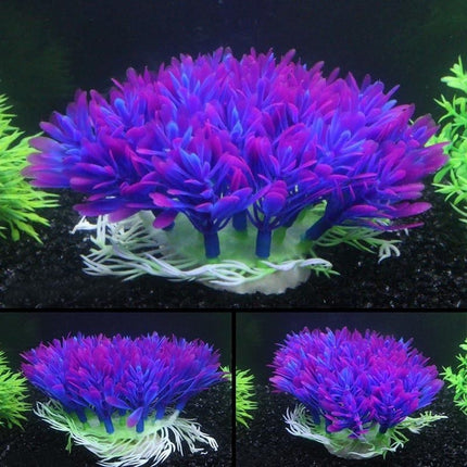10cm Purple Round Grass Aquarium Decoration – Eco Plastic & Plaster Base | www.petpexi.com