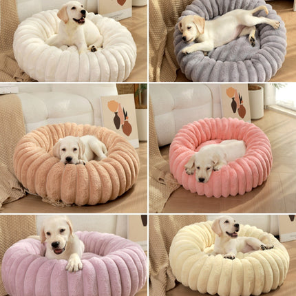 Long Plush Round Dog & Cat Bed – Winter Warm Pet Nest by Petpexi
