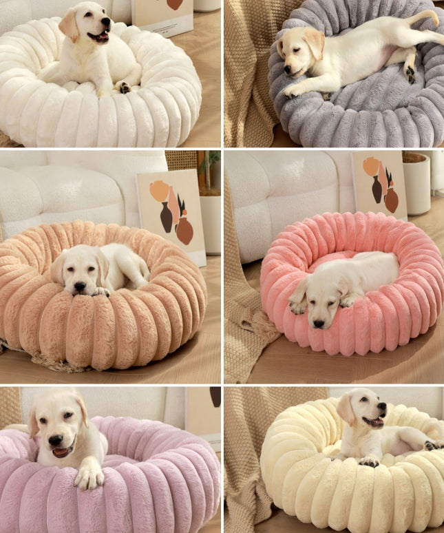 Long Plush Round Dog & Cat Bed – Winter Warm Pet Nest by Petpexi