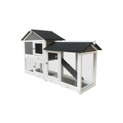 Detachable Pallet Ramp Wooden Outdoor Rabbit Hutch with Walking Cage