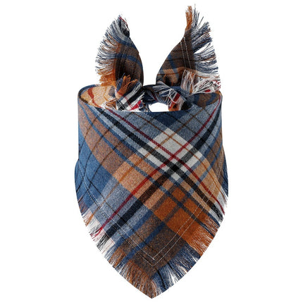 Plaid Tassel Triangle Scarf for Dogs – Stylish & Comfortable Pet Accessory | Petpexi
