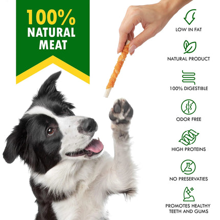 Chicken-Wrapped Dog Sticks – Rawhide-Free, Grain-Free, Organic Chew Treats for Training | Free Shipping in the U.S. | PetPexi