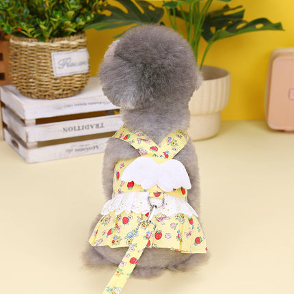 Princess Dog Dress with Leash Buckle – Cute Cotton Pet Outfit | Petpexi