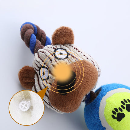 Pet Dog Toy Corduroy Tennis Ball Cotton Rope – Durable & Interactive Dog Toys | Petpexi