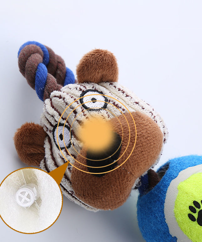 Pet Dog Toy Corduroy Tennis Ball Cotton Rope – Durable & Interactive Dog Toys | Petpexi