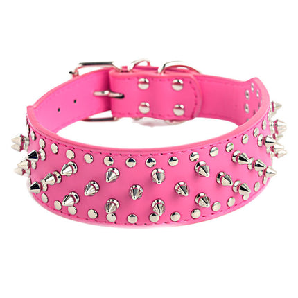 Large Dog Punk Rivet Collar – Durable PU Leather Pet Collar | Petpexi