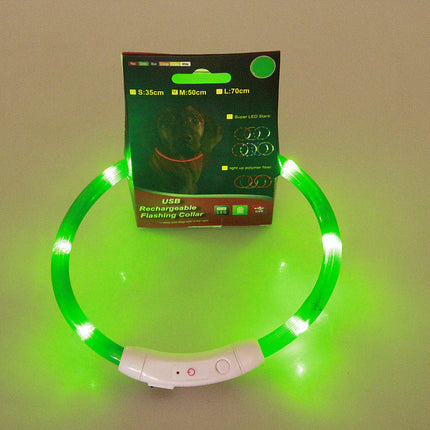 Pet Flashing USB Rechargeable Glowing Dog Collar – Safety Optical Fiber LED Necklace | Petpexi