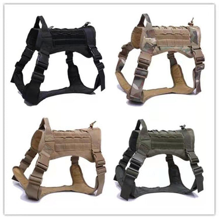 Military Tactical Dog Harness Service Working Pet Vest in camouflage from petpexi.com, ideal for French Bulldogs, service dogs, and all breeds.