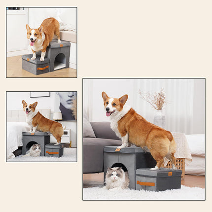 Foldable Pet Storage Stairs for Dogs - Gray, 2 & 3 Steps, Free Shipping