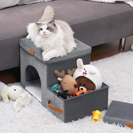 Foldable Pet Storage Stairs for Dogs - Gray, 2 & 3 Steps, Free Shipping