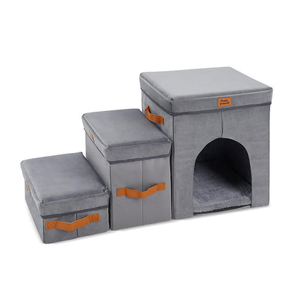 Foldable Pet Storage Stairs for Dogs - Gray, 2 & 3 Steps, Free Shipping