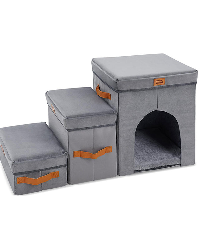 Foldable Pet Storage Stairs for Dogs - Gray, 2 & 3 Steps, Free Shipping