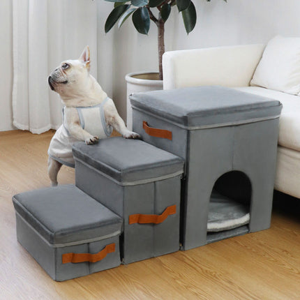 Foldable Pet Storage Stairs for Dogs - Gray, 2 & 3 Steps, Free Shipping