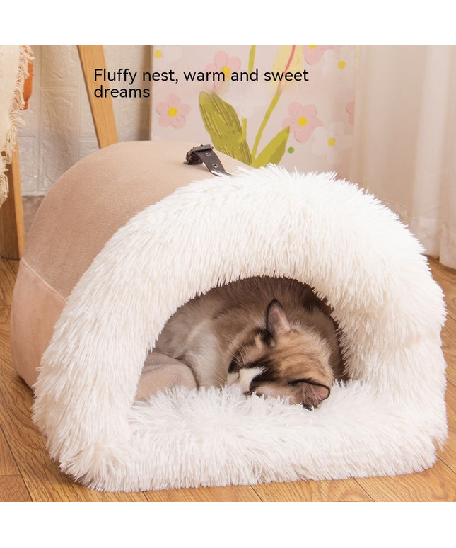 Warm and cozy portable pet nest for dogs and cats – autumn and winter plush bed from PetPexi, free shipping in the USA

