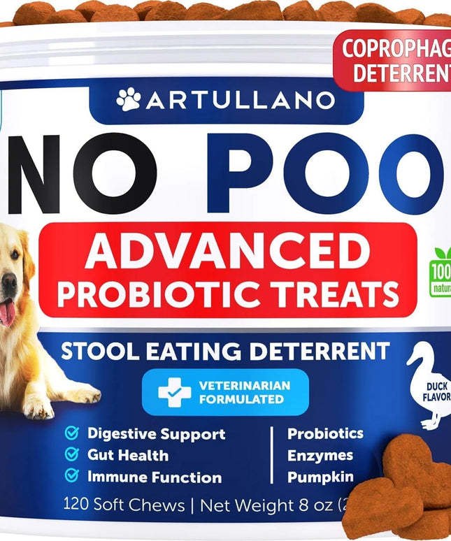 PetPexi No Poo Chews - Soft chews with probiotics and digestive enzymes to prevent coprophagia and support dog gut health.
