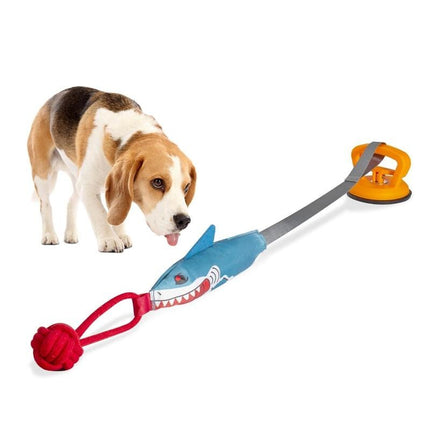 Shark-Shaped Durable Squeaky Chew Toy with Suction Cup from Petpexi, a tough, interactive toy for dogs.