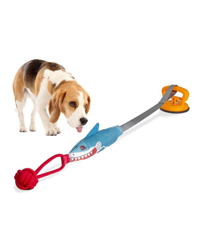Shark-Shaped Durable Squeaky Chew Toy with Suction Cup from Petpexi, a tough, interactive toy for dogs.