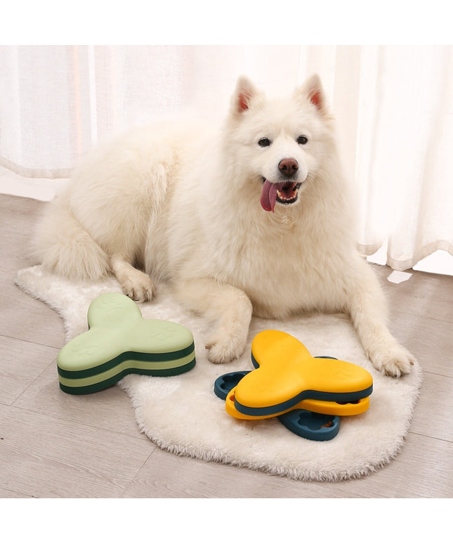 Yellow, Blue, and Green Whirlwind Educational Toy for Dogs with Interactive Slow Feeder Design from Petpexi.com