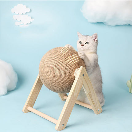 Professional Vertical Cat Toy Sisal Cat Catching Ball – Durable Wood & Sisal