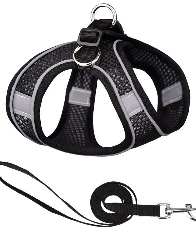 Vest-style Reflective Dog & Cat Harness with Hand Rope Leash – Petpexi