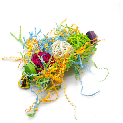 3pcs Bird Toy Parrot Gnawing Supplies – Brushed Rattan Ball, Grass & Wooden Toys