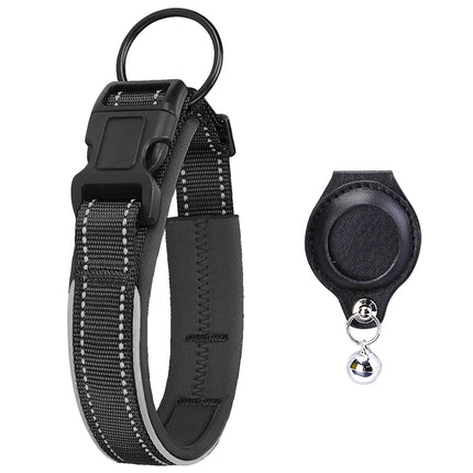 Durable Nylon AirTag Pet Collar with Leather Protective Case – Track Dogs & Cats Safely | petpexi.com