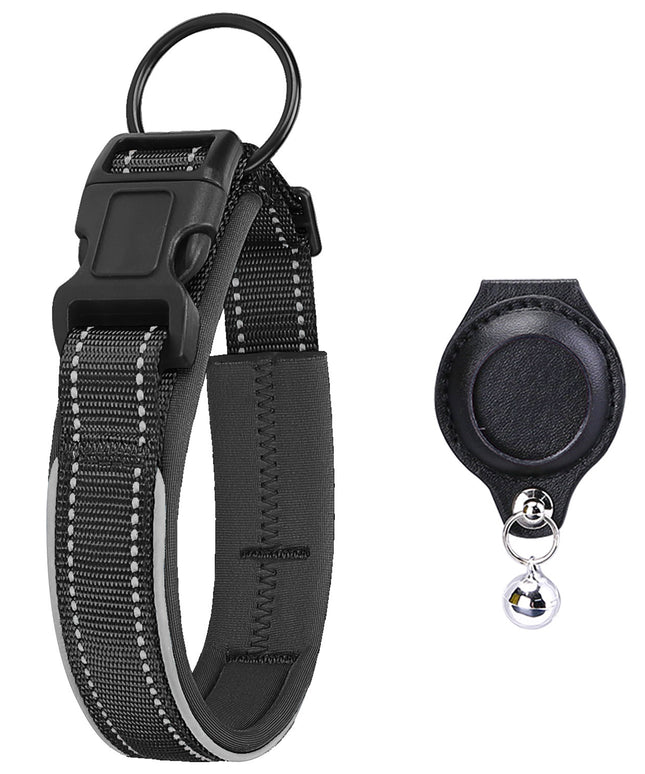 Durable Nylon AirTag Pet Collar with Leather Protective Case – Track Dogs & Cats Safely | petpexi.com