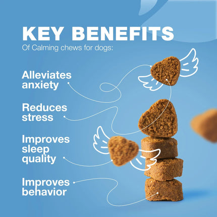 Hemp Calming Chews for Dogs – Anxiety Relief, Stress & Behavior Support – With Melatonin, Valerian Root & Chamomile – Free U.S. Shipping