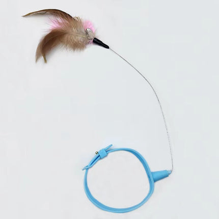 Cat Collar Toy with Adjustable Feather Wand & Bell – Interactive Teaser | Petpexi