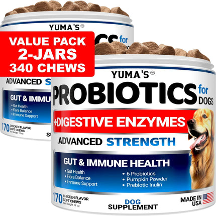 2 Pack Probiotics For Dogs & Digestive Enzymes Chews - Anti-Diarrhea, Upset Stomach, Gas Relief - 340 Chews - Fast & Free Shipping to the USA | www.petpexi.com
