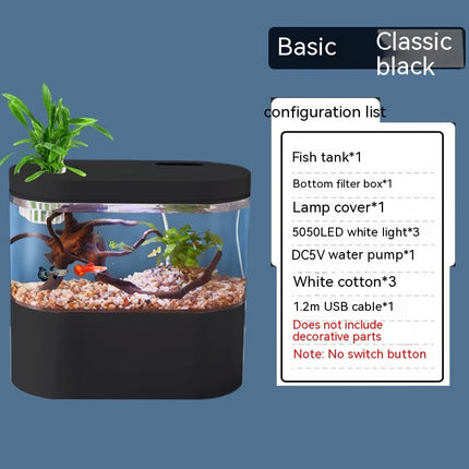 Ecological Desktop Self-Circulation Mini Fish Tank with LED & Pump | PetPexi