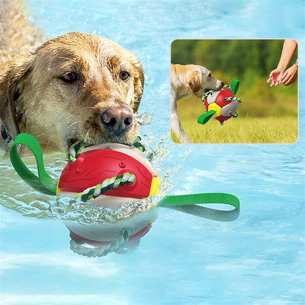 Interactive Dog Football Soccer Ball - Transforming Fetch & Tug Toy