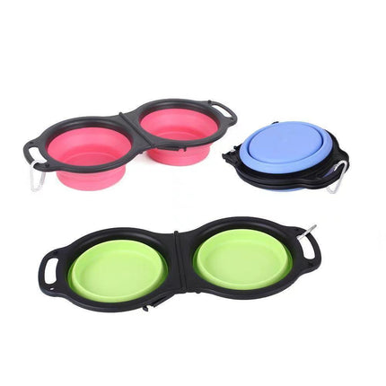 Foldable Silicone Double Pet Bowl – Travel Food & Water Dish | Petpexi