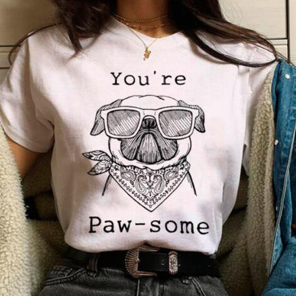 Pet Dog Cartoon Print Round Neck Short Sleeve T-Shirt – Comfortable & Stylish | PetPexi