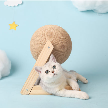 Professional Vertical Cat Toy Sisal Cat Catching Ball – Durable Wood & Sisal